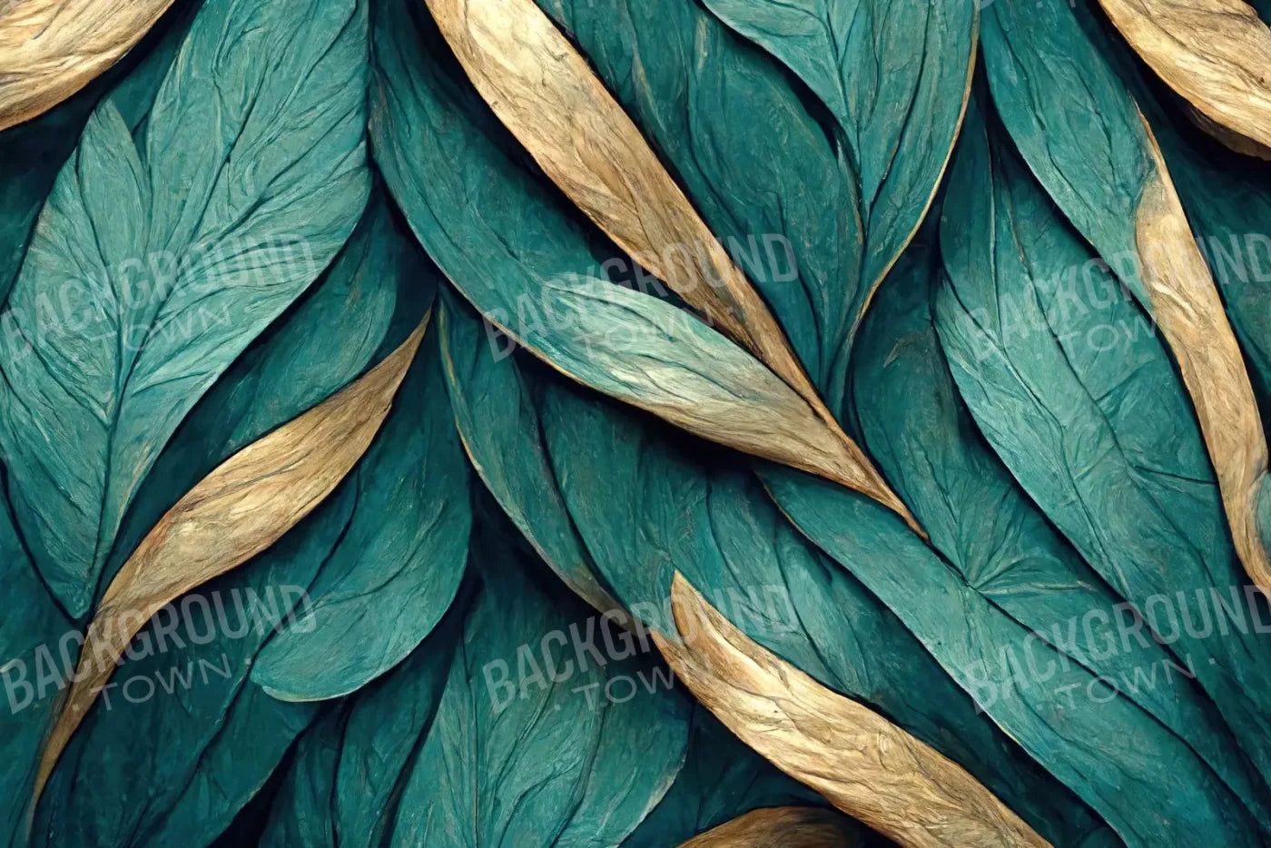 Teal Leaves 8’X5’ Ultracloth (96 X 60 Inch) Backdrop