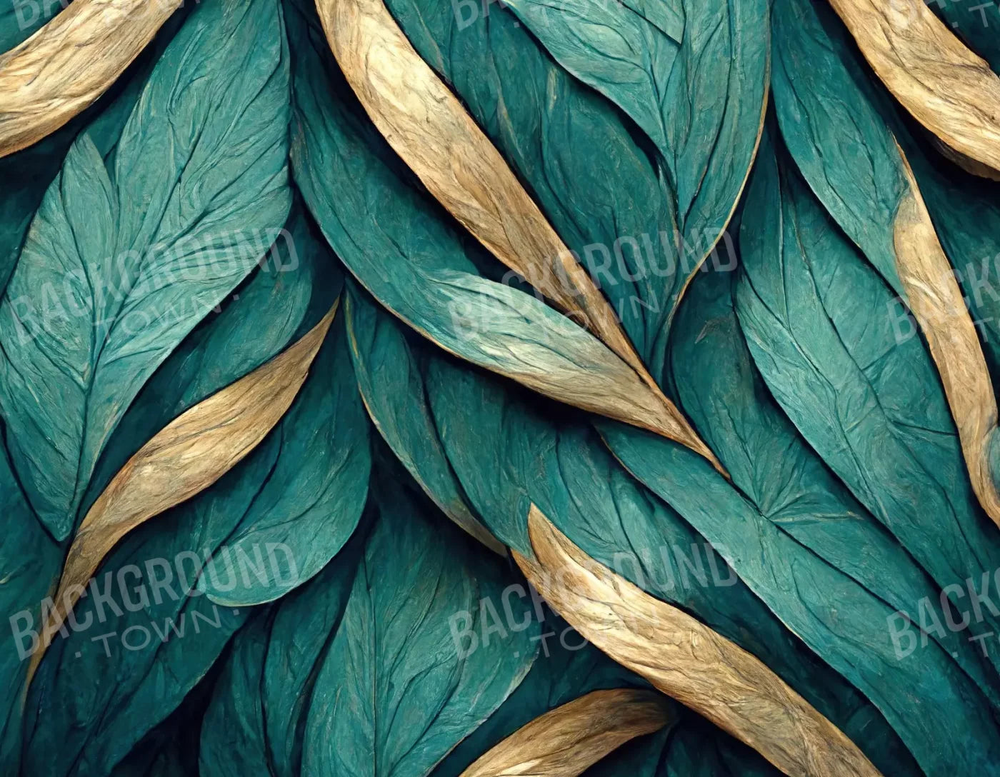 Teal Leaves 8’X6’ Fleece (96 X 72 Inch) Backdrop