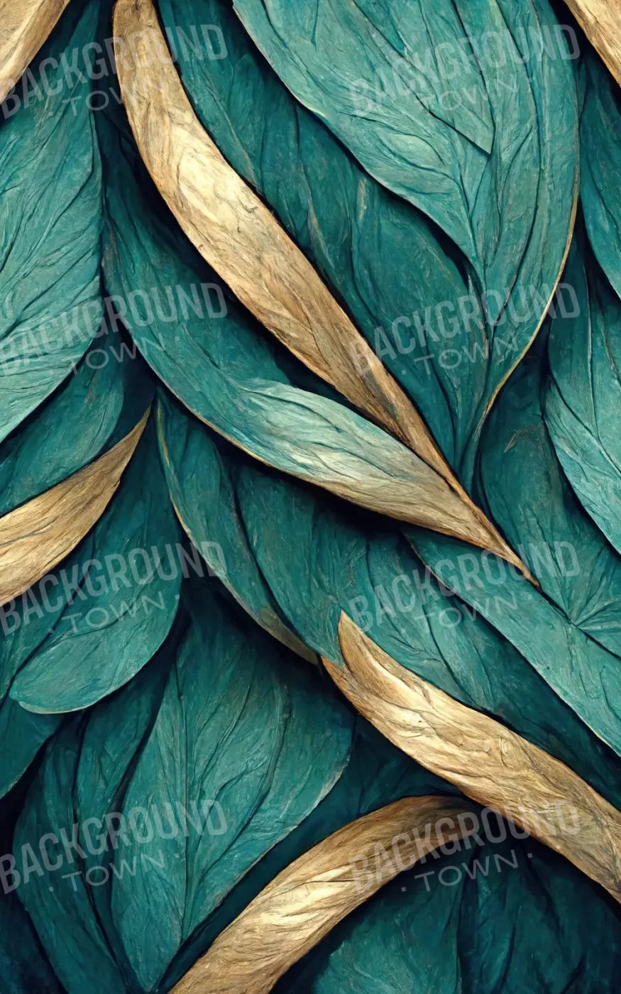 Teal Leaves 9’X14’ Ultracloth (108 X 168 Inch) Backdrop