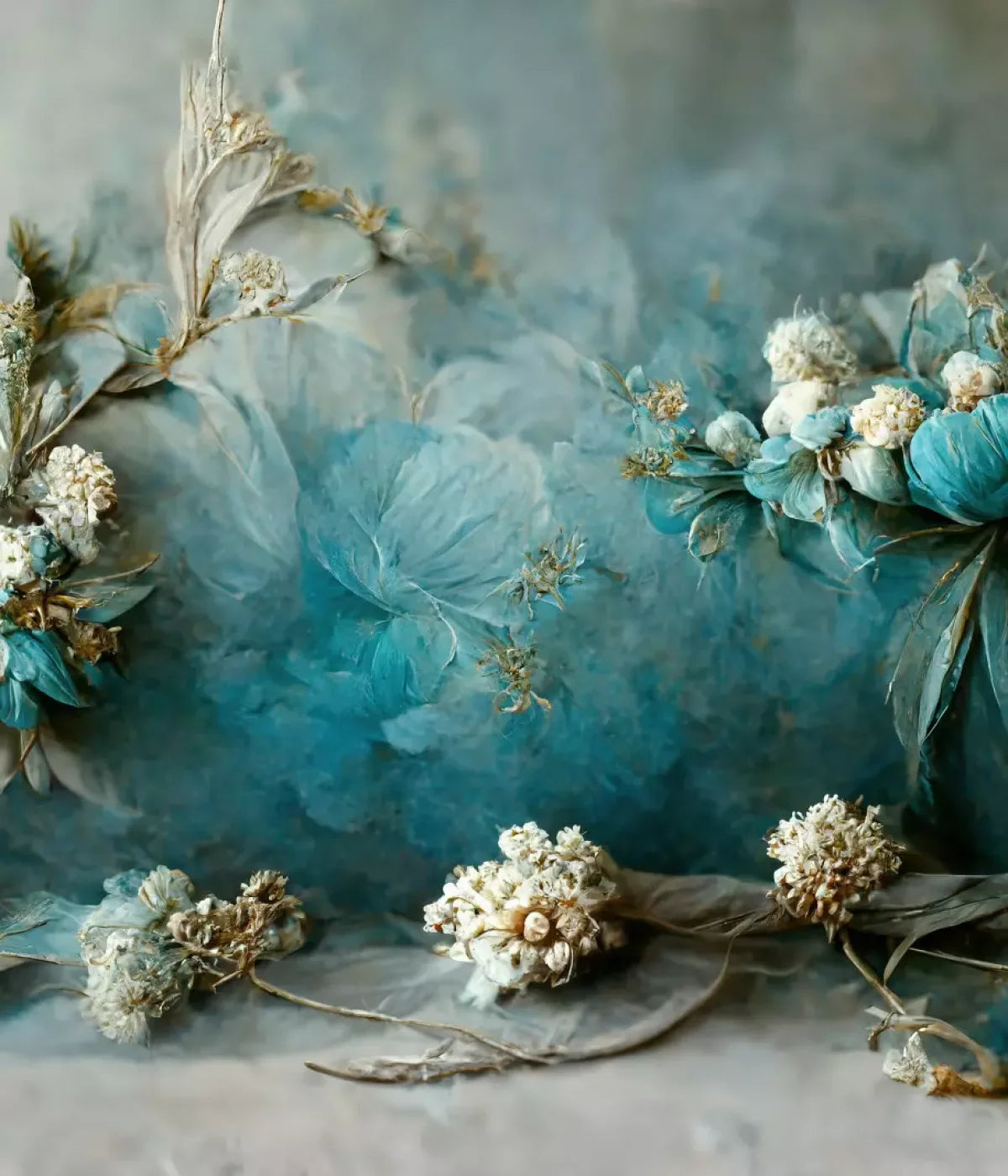 Teal Me Floral 10’X12’ Ultracloth (120 X 144 Inch) Backdrop