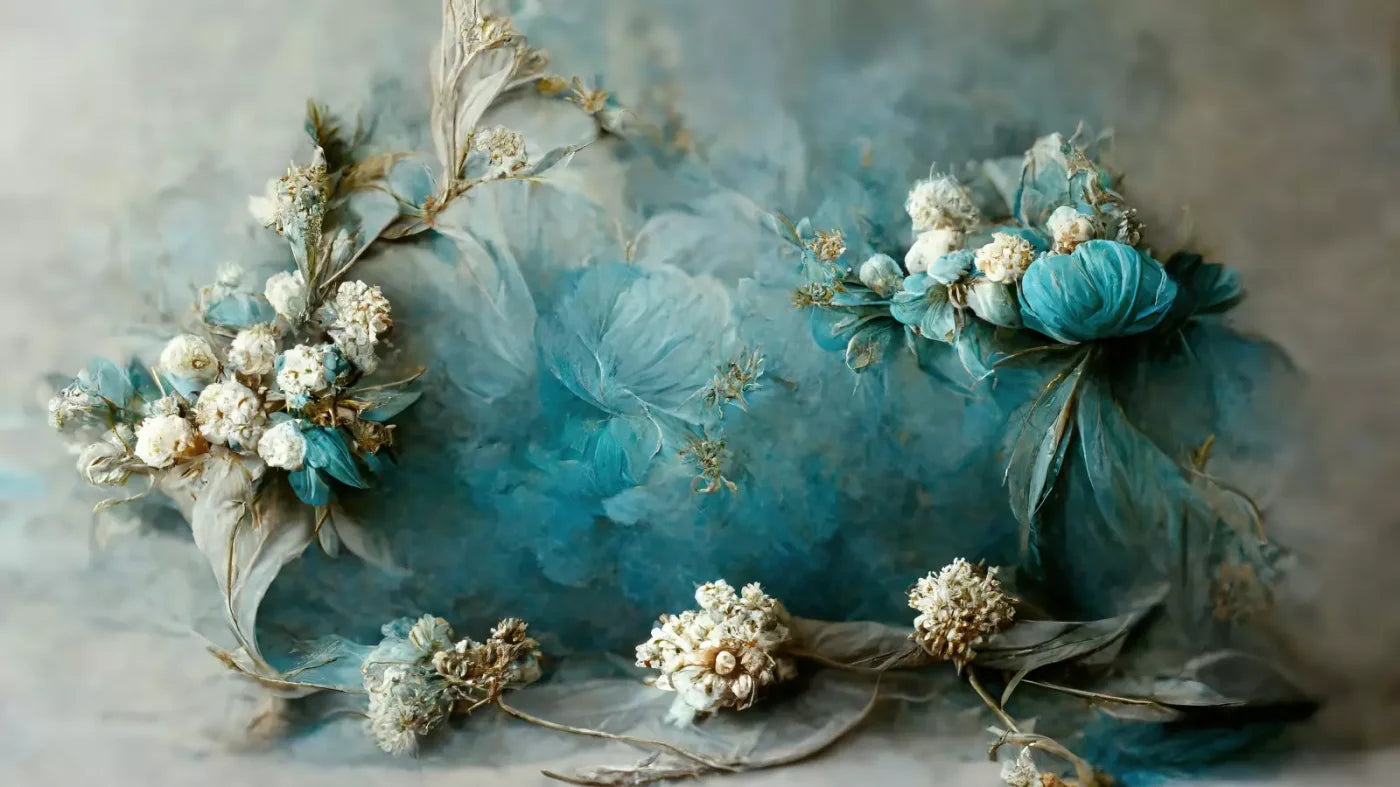 Teal Me Floral 14’X8’ Ultracloth (168 X 96 Inch) Backdrop