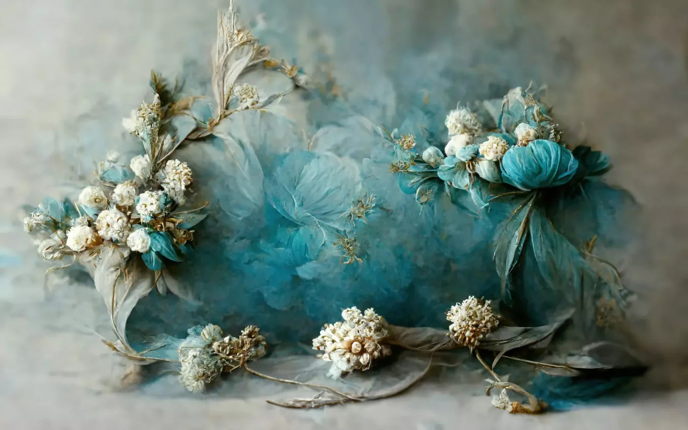 Teal Me Floral 14’X9’ Ultracloth (168 X 108 Inch) Backdrop