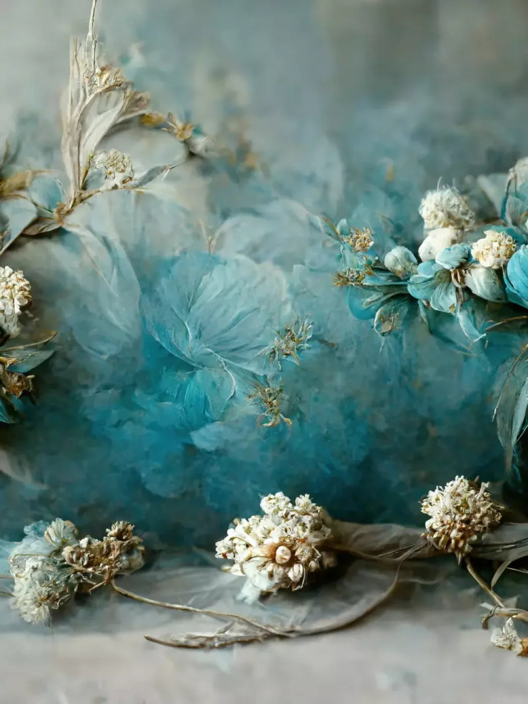 Teal Me Floral 8’X10’ Fleece (96 X 120 Inch) Backdrop