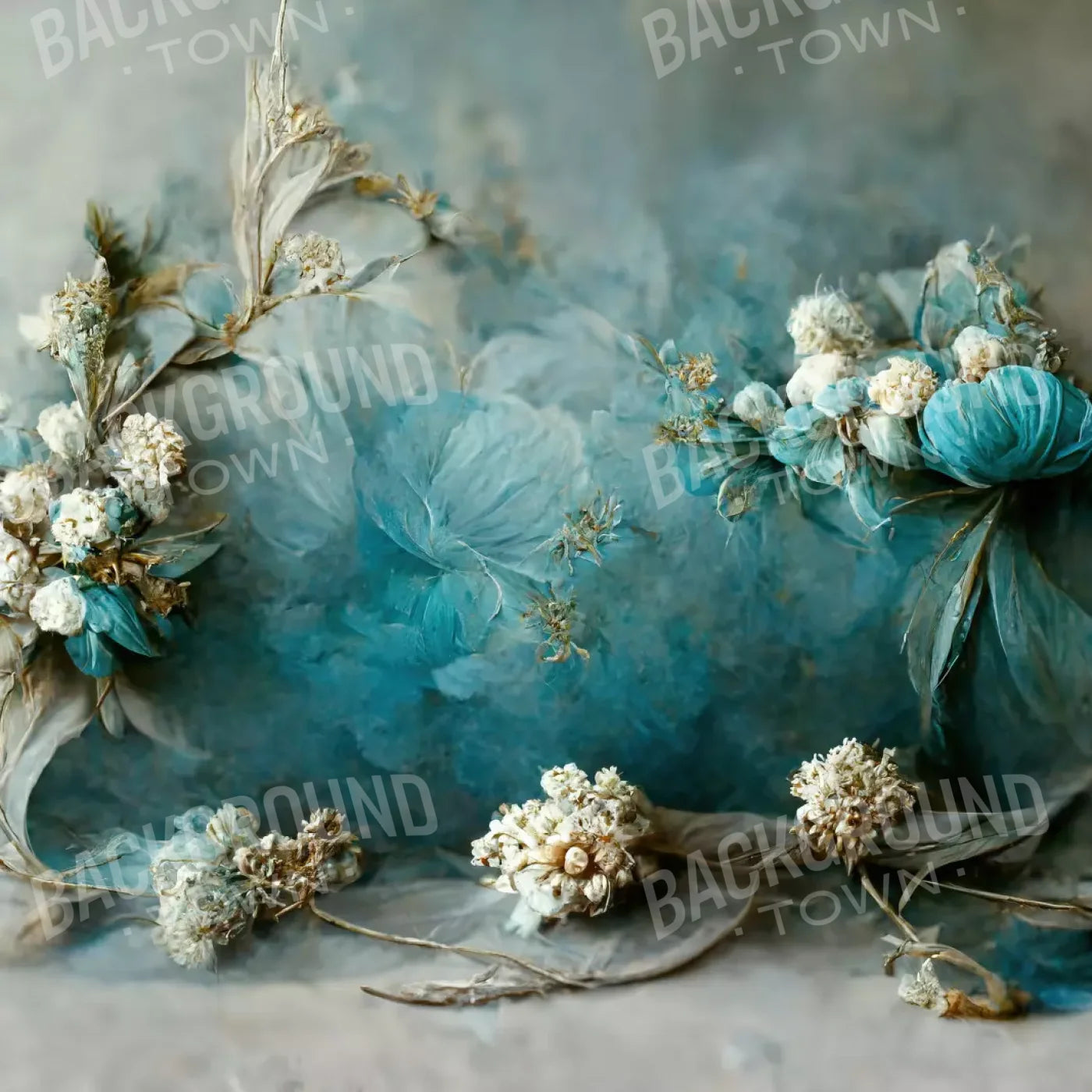 Teal Me Floral 8’X8’ Fleece (96 X Inch) Backdrop