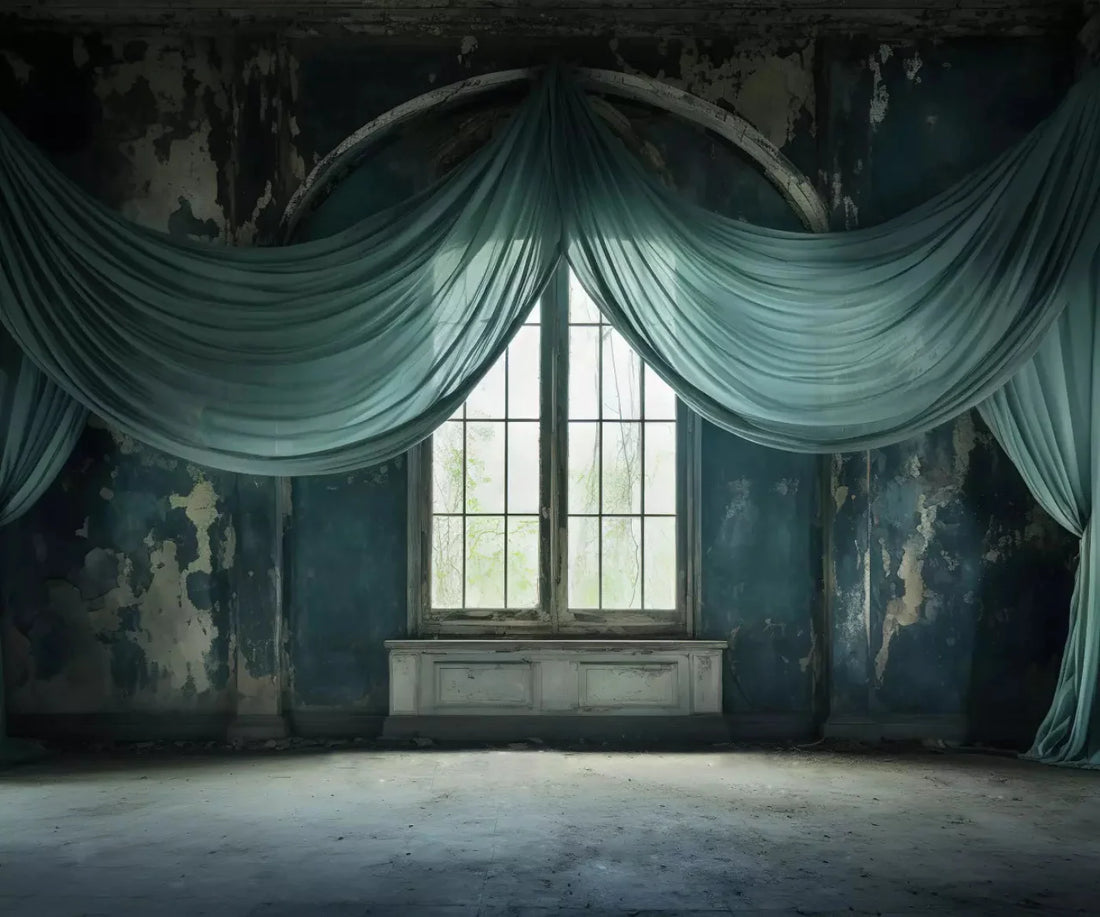 Teal Room 5X42 Fleece ( 60 X 50 Inch ) Backdrop