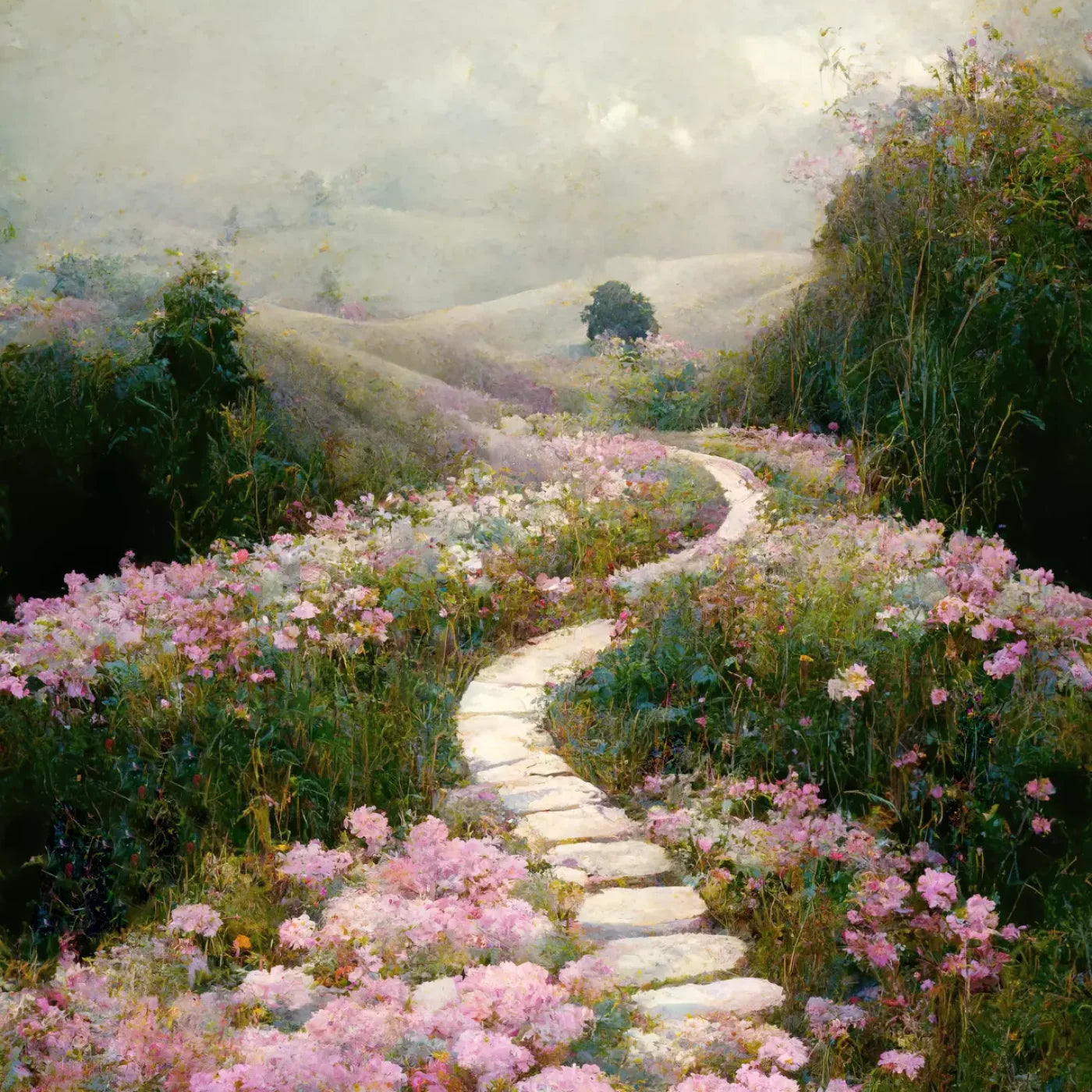 The Pathway In Pink 10X10 Ultracloth ( 120 X Inch ) Backdrop