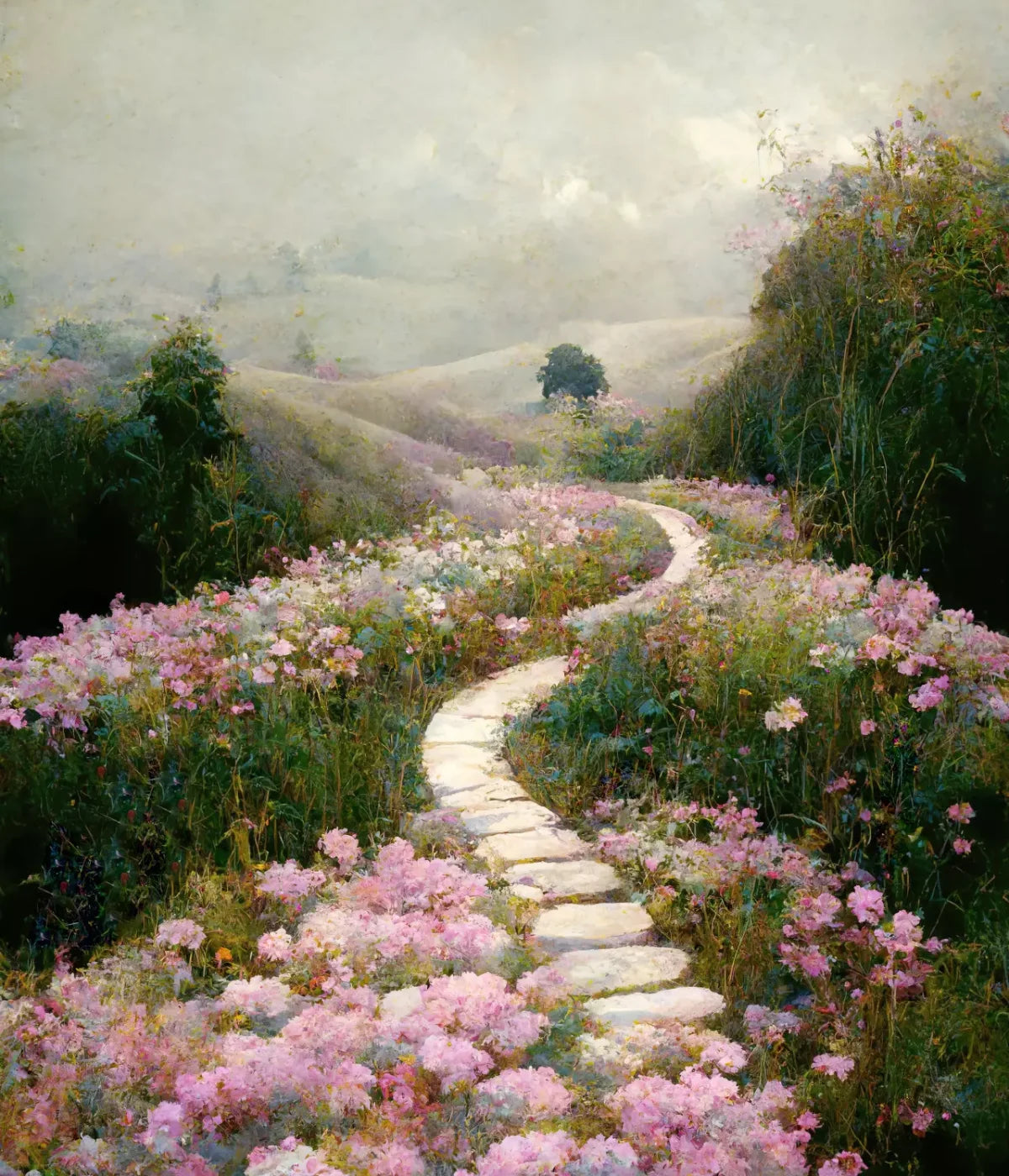 The Pathway In Pink 10X12 Ultracloth ( 120 X 144 Inch ) Backdrop