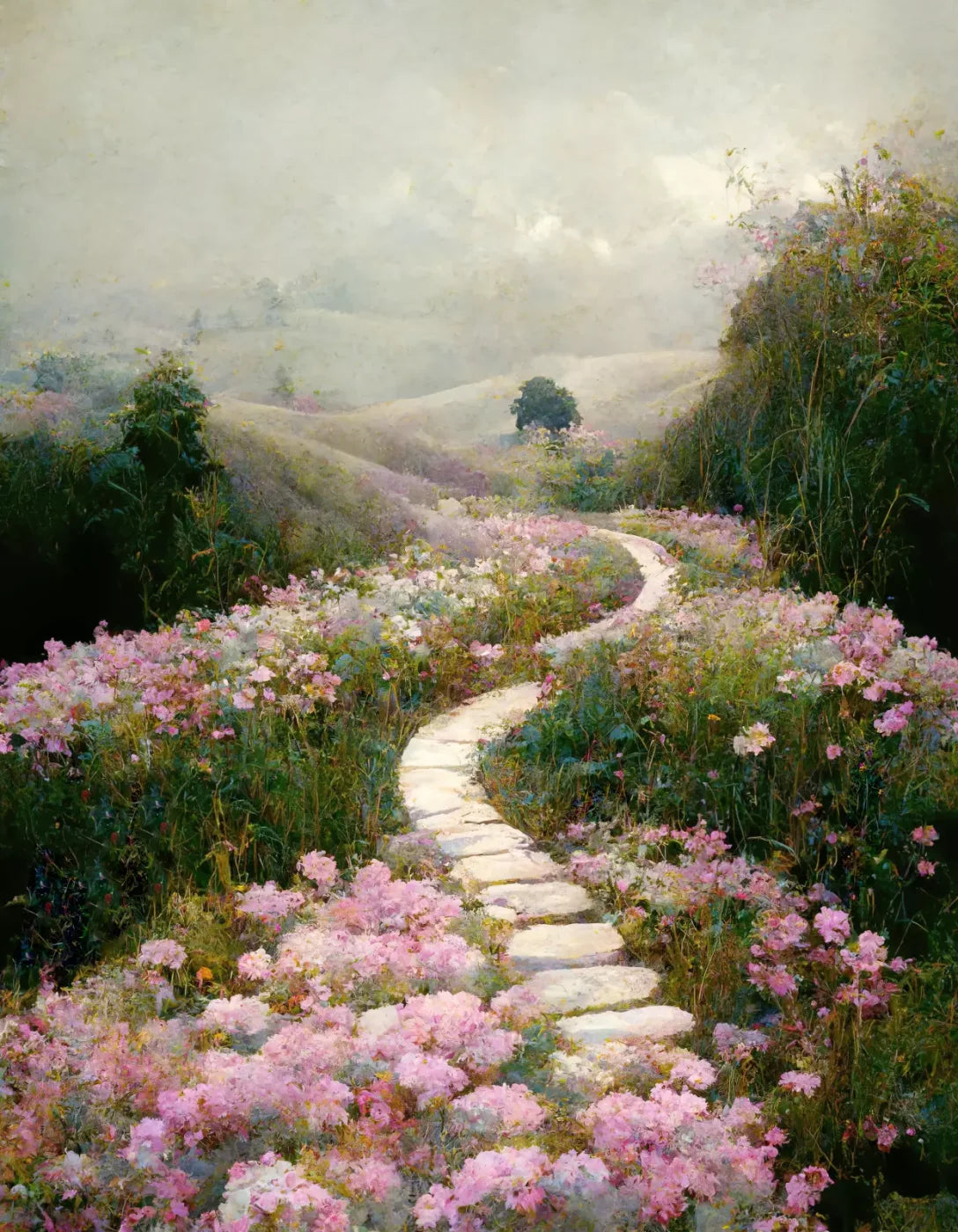 The Pathway In Pink 6X8 Fleece ( 72 X 96 Inch ) Backdrop