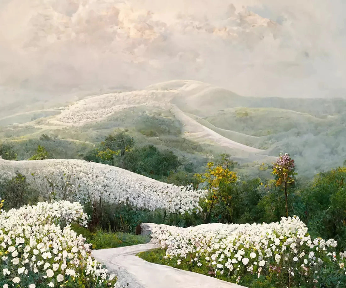 The Pathway In White 5X42 Fleece ( 60 X 50 Inch ) Backdrop