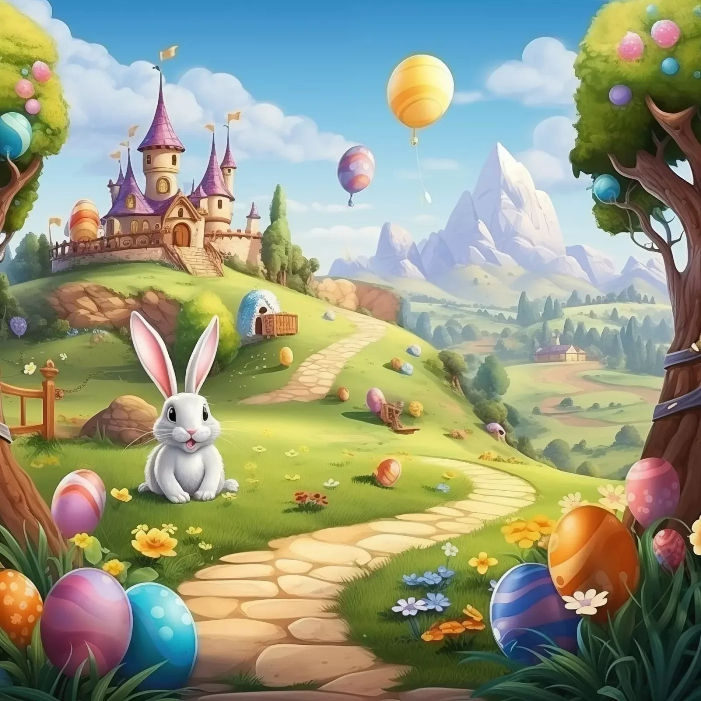 Thumper Easter Trail 10’X10’ Ultracloth (120 X Inch) Backdrop