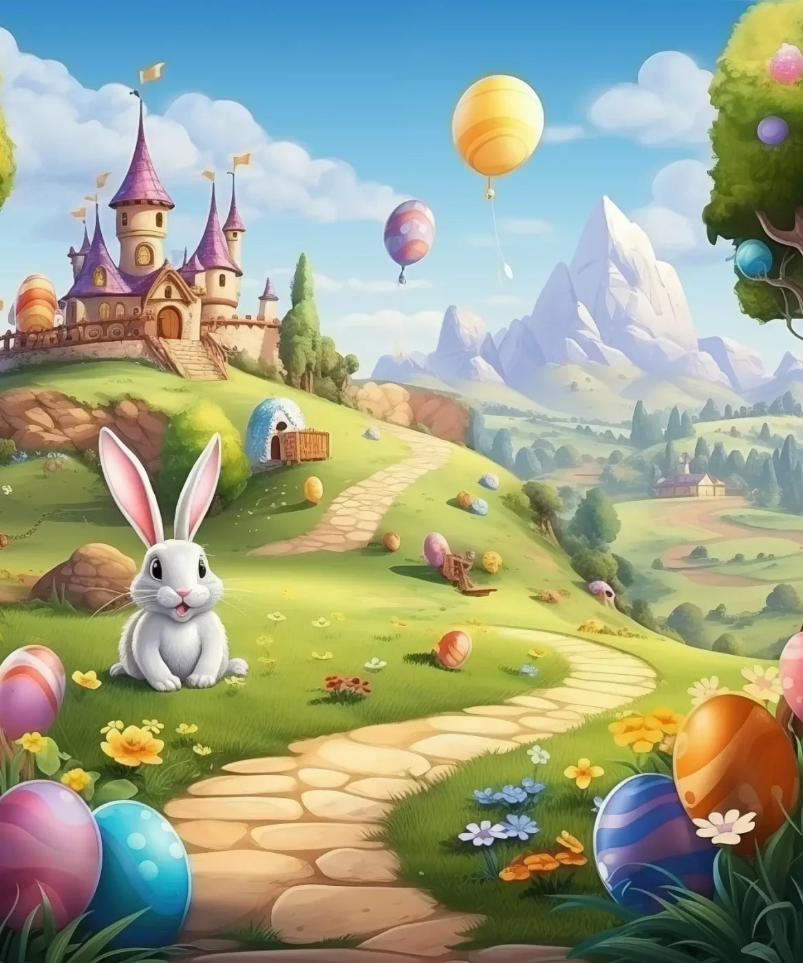 Thumper Easter Trail 10’X12’ Ultracloth (120 X 144 Inch) Backdrop