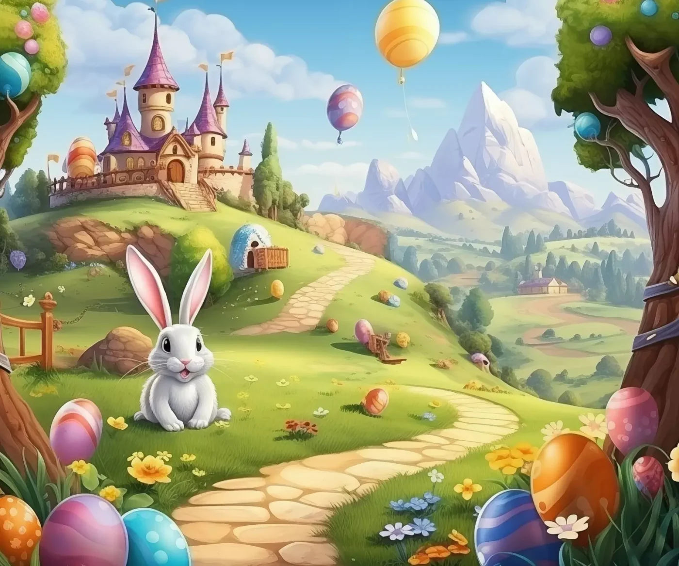 Thumper Easter Trail 12’X10’ Ultracloth (144 X 120 Inch) Backdrop