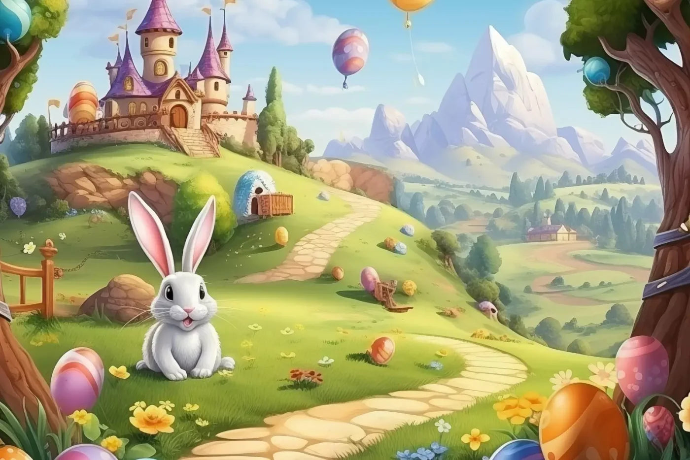 Thumper Easter Trail 12’X8’ Ultracloth (144 X 96 Inch) Backdrop