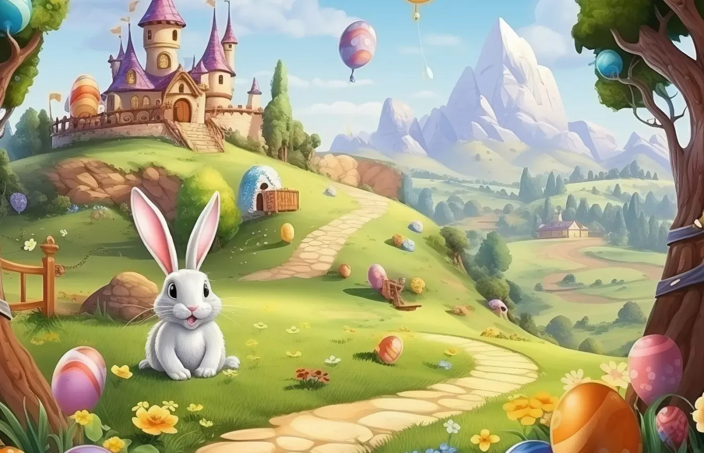 Thumper Easter Trail 14’X9’ Ultracloth (168 X 108 Inch) Backdrop
