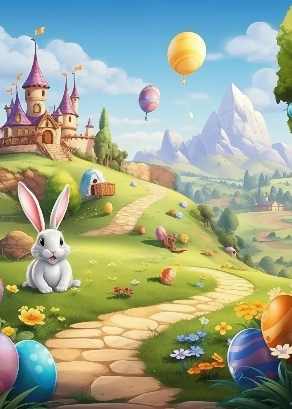 Thumper Easter Trail 5’X7’ Ultracloth (60 X 84 Inch) Backdrop