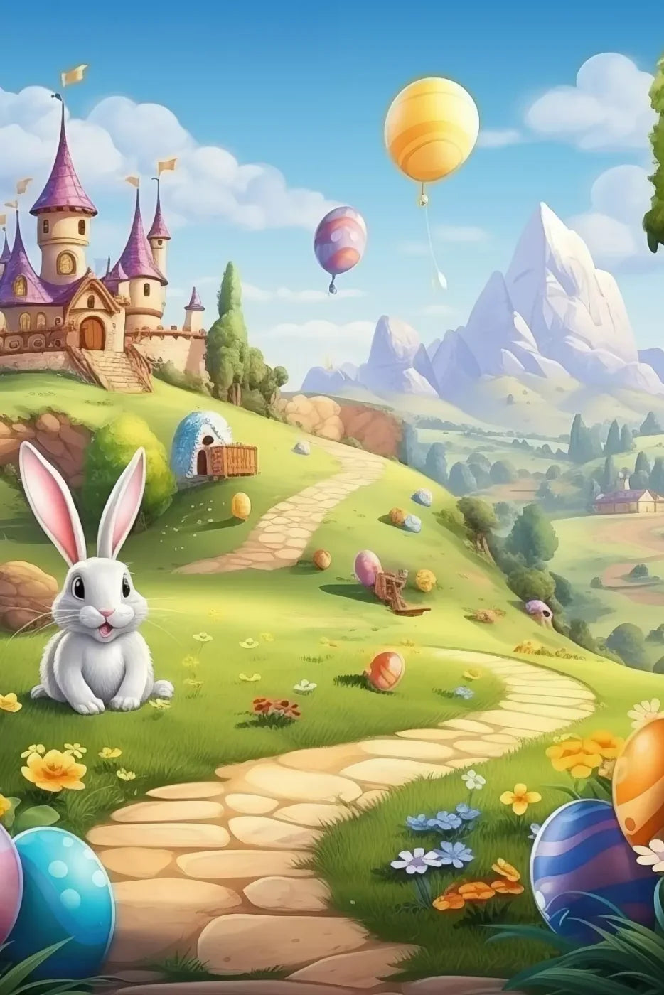 Thumper Easter Trail 8’X12’ Ultracloth (96 X 144 Inch) Backdrop