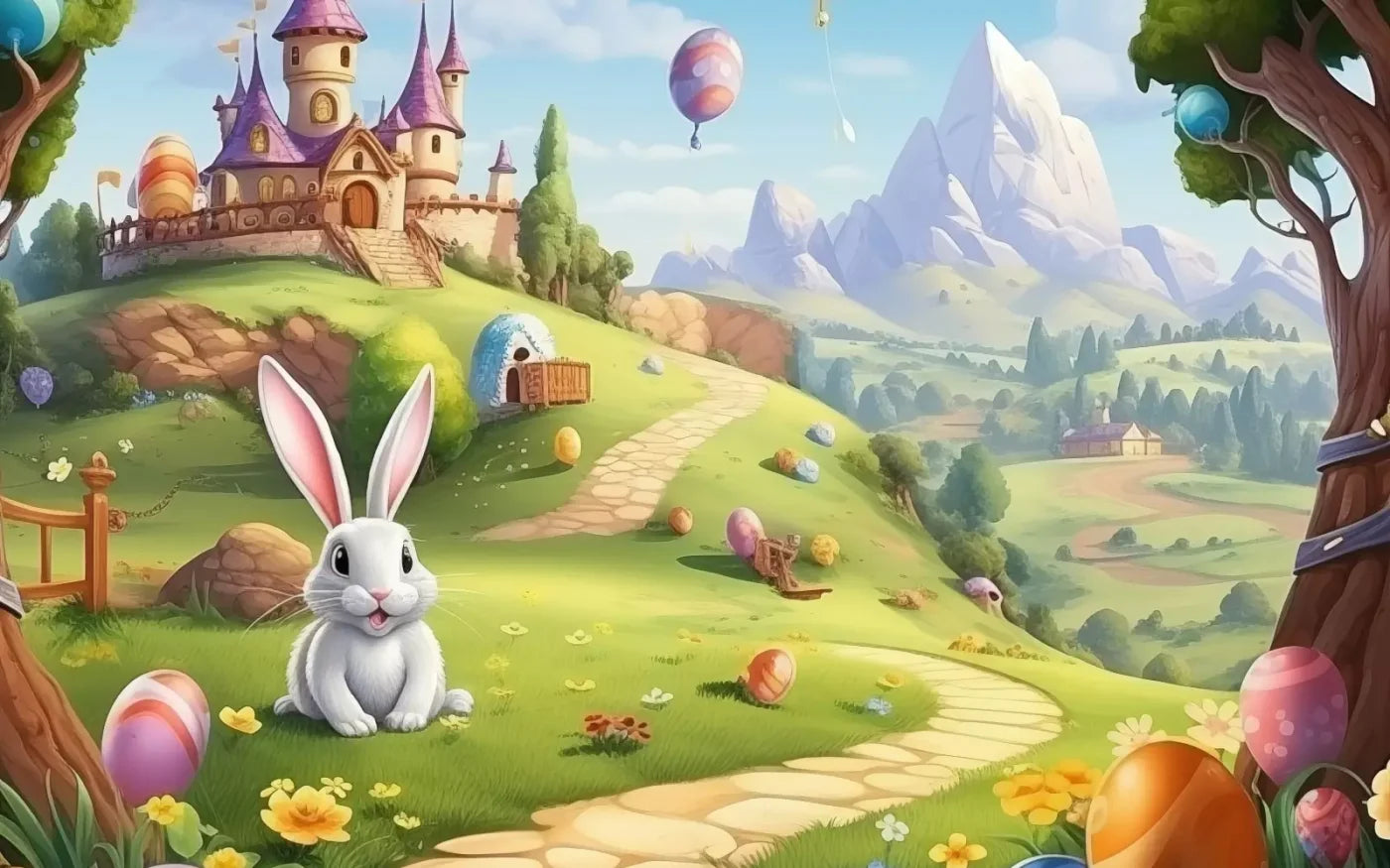 Thumper Easter Trail 8’X5’ Ultracloth (96 X 60 Inch) Backdrop