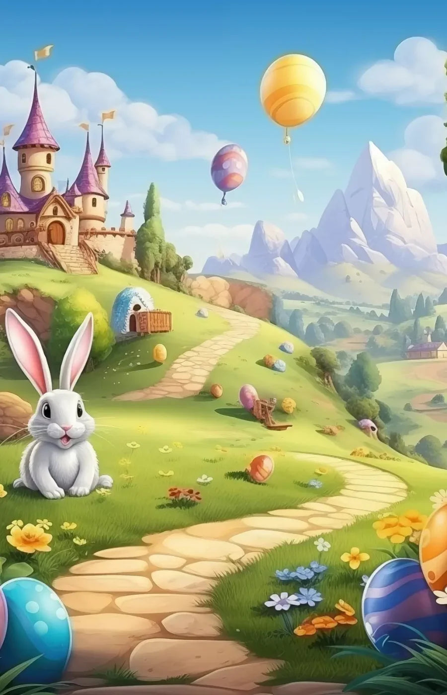 Thumper Easter Trail 9’X14’ Ultracloth (108 X 168 Inch) Backdrop