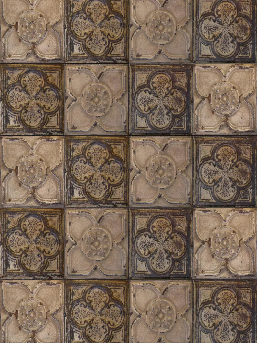 Tin Flowers Rubbermat Floor 5X7 ( 60 X 84 Inch )