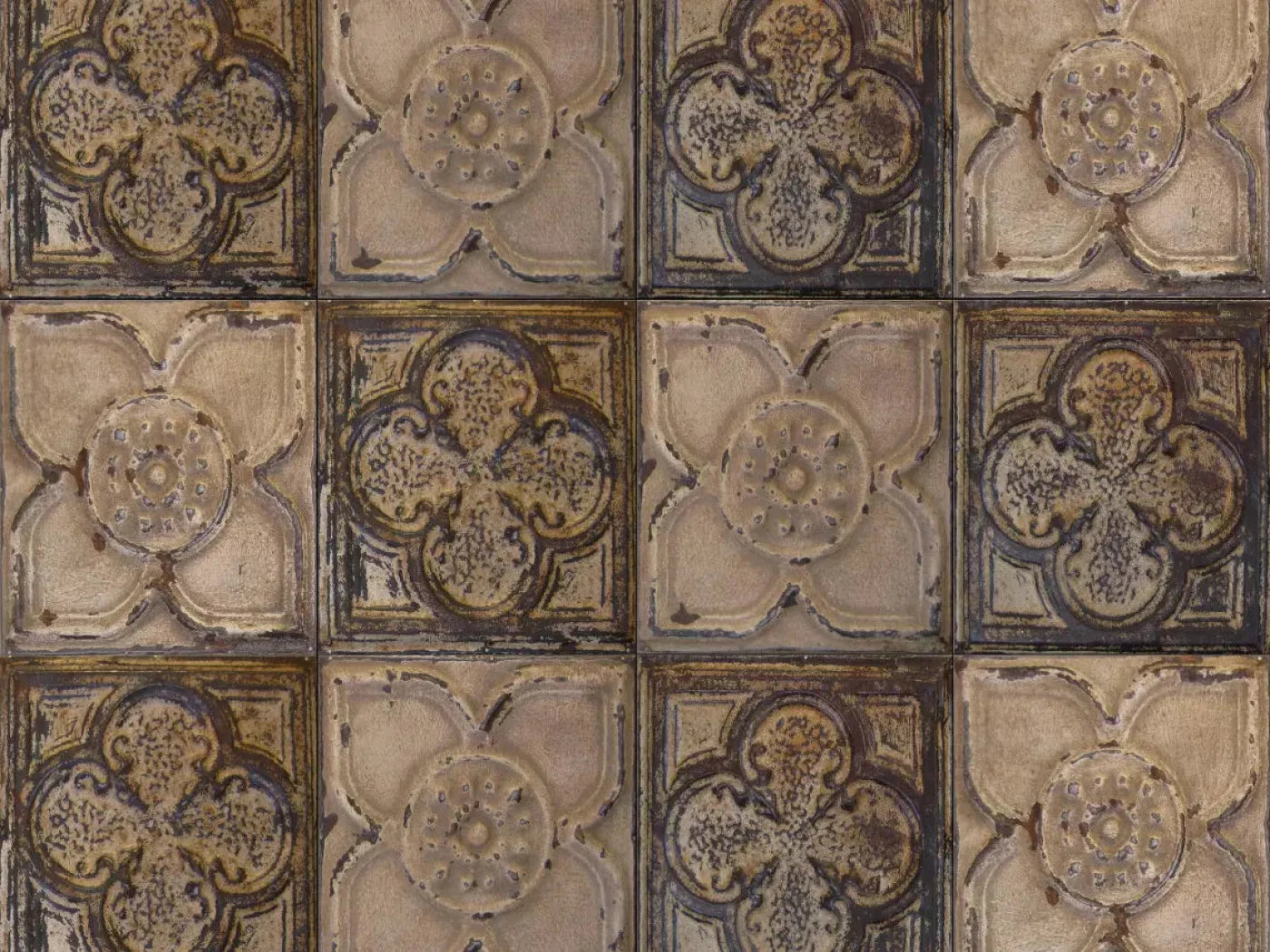 Tin Flowers Rubbermat Floor 7X5 ( 84 X 60 Inch )