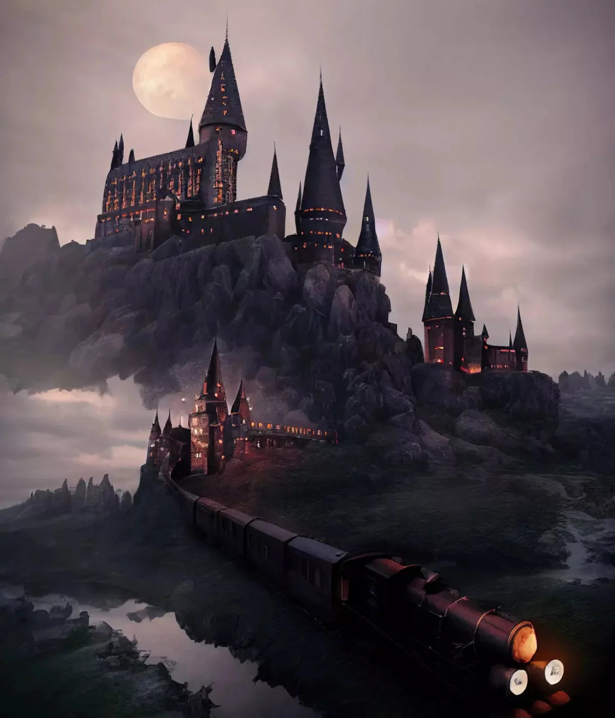 Train To Castle 10X12 Ultracloth ( 120 X 144 Inch ) Backdrop