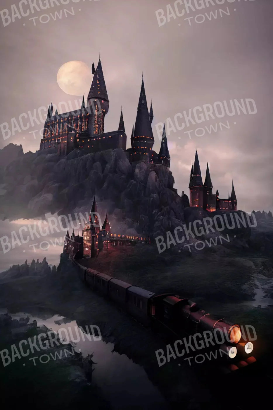 Train To Castle 5X8 Ultracloth ( 60 X 96 Inch ) Backdrop