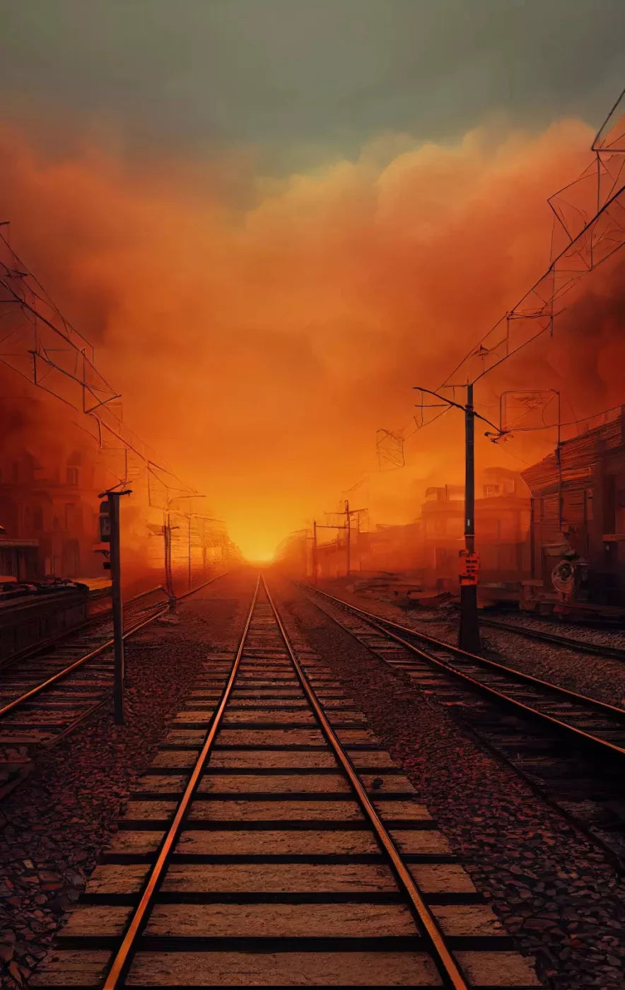 Traintrack Sunrise 10X16 Ultracloth ( 120 X 192 Inch ) Backdrop