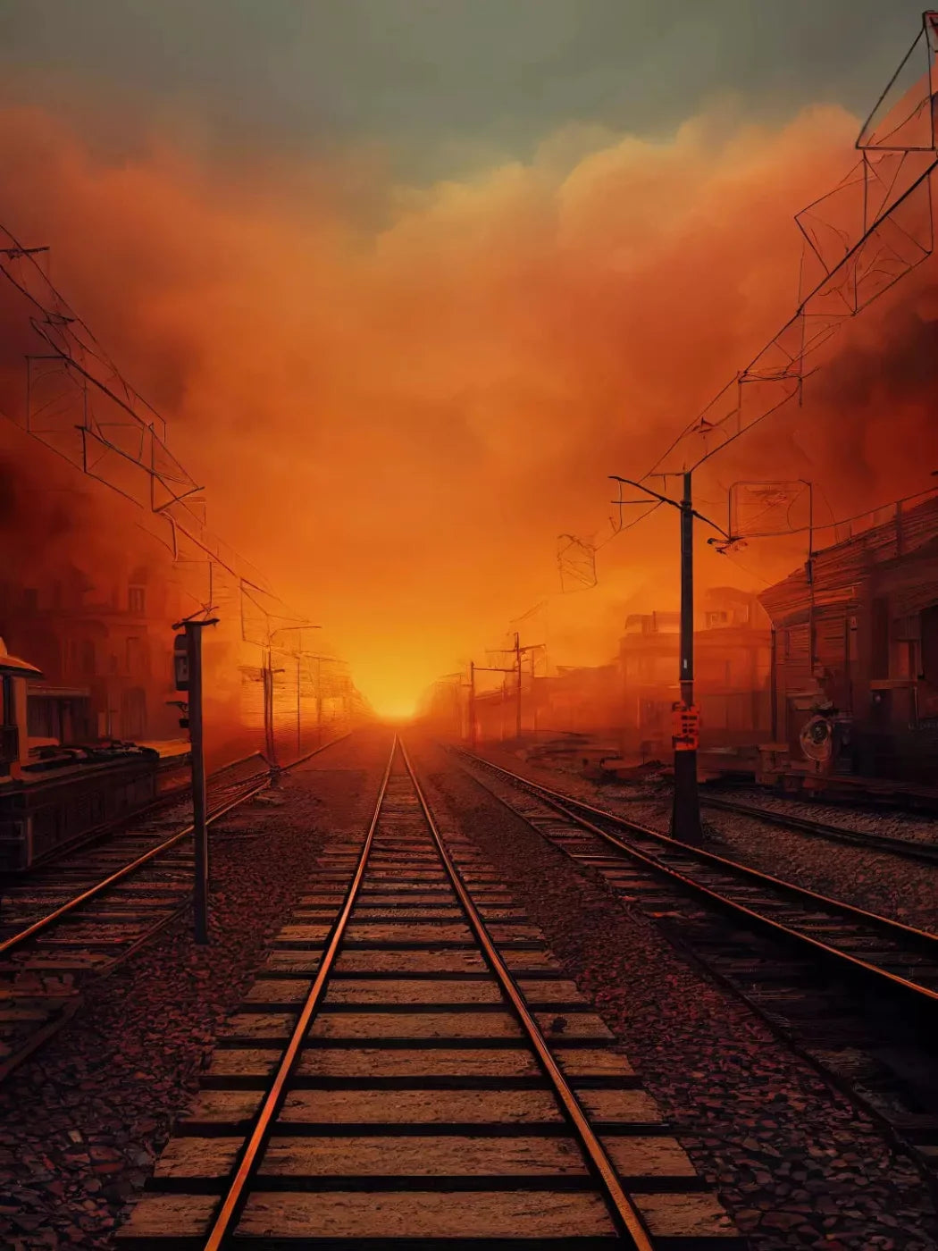 Traintrack Sunrise 5X68 Fleece ( 60 X 80 Inch ) Backdrop