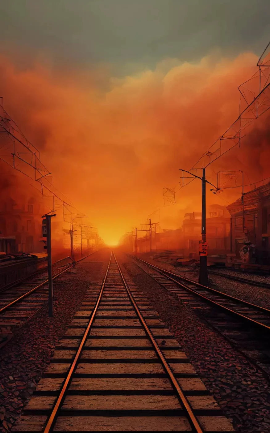 Traintrack Sunrise 9X14 Ultracloth ( 108 X 168 Inch ) Backdrop