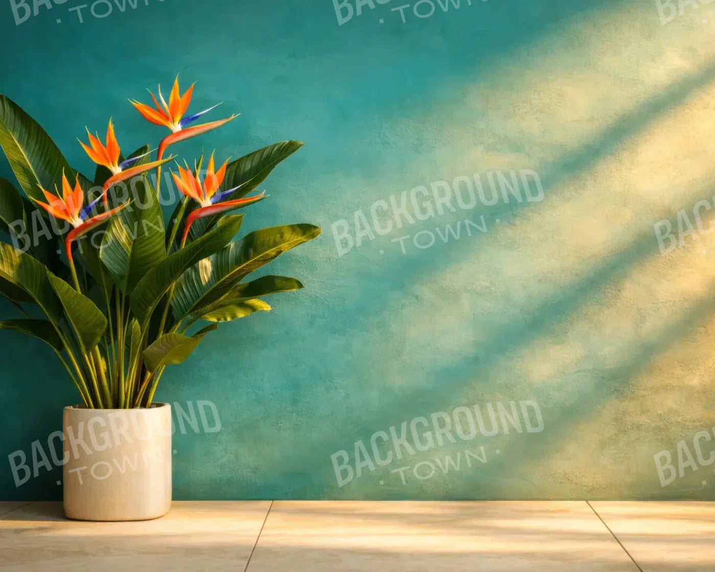 Turquoise Bird Of Paradise 10’x8’ Fleece (120 x 96 inch) Backdrop