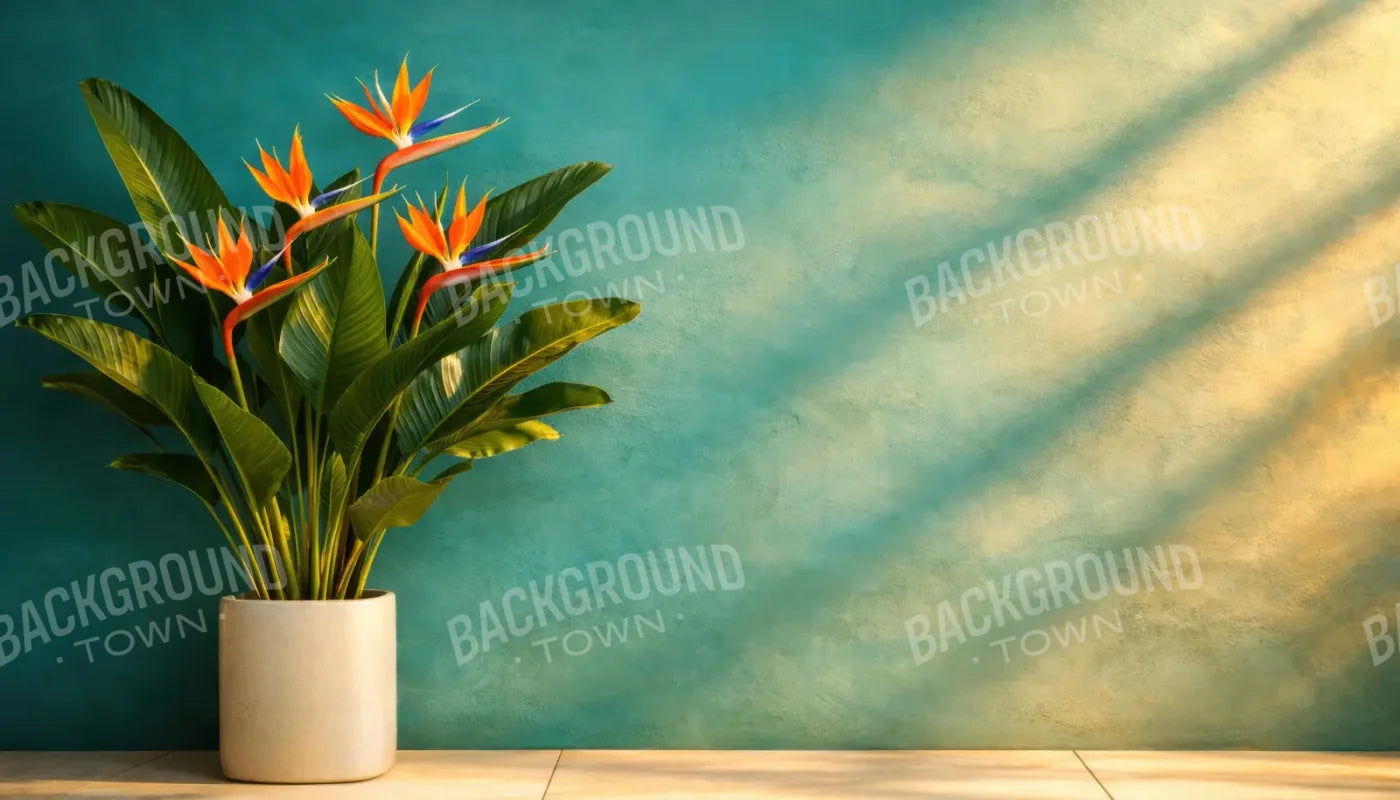 Turquoise Bird Of Paradise 14’x8’ UltraCloth (168 x 96 inch) Backdrop