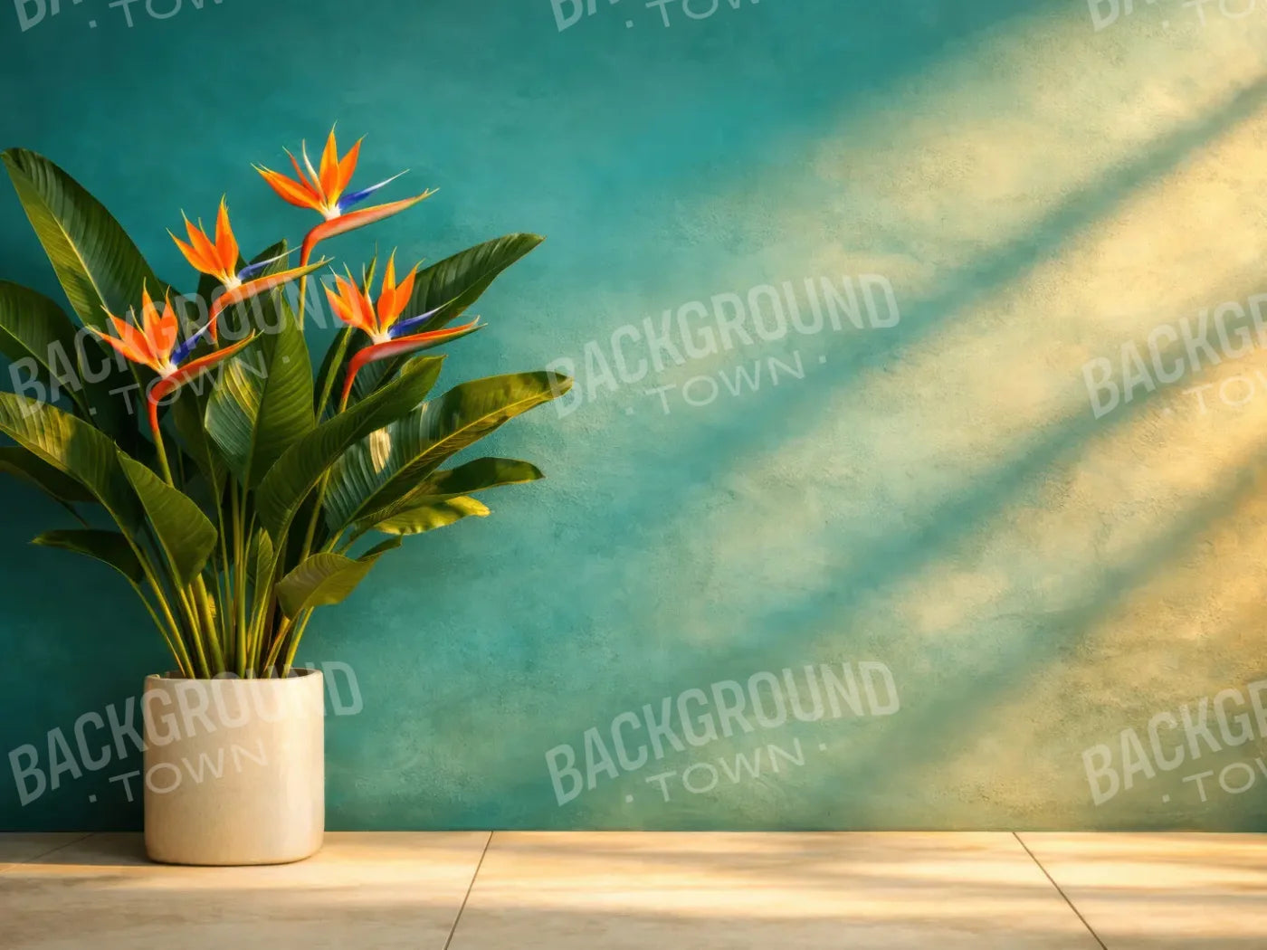 Turquoise Bird Of Paradise 6’8x5’ Fleece (80 x 60 inch) Backdrop