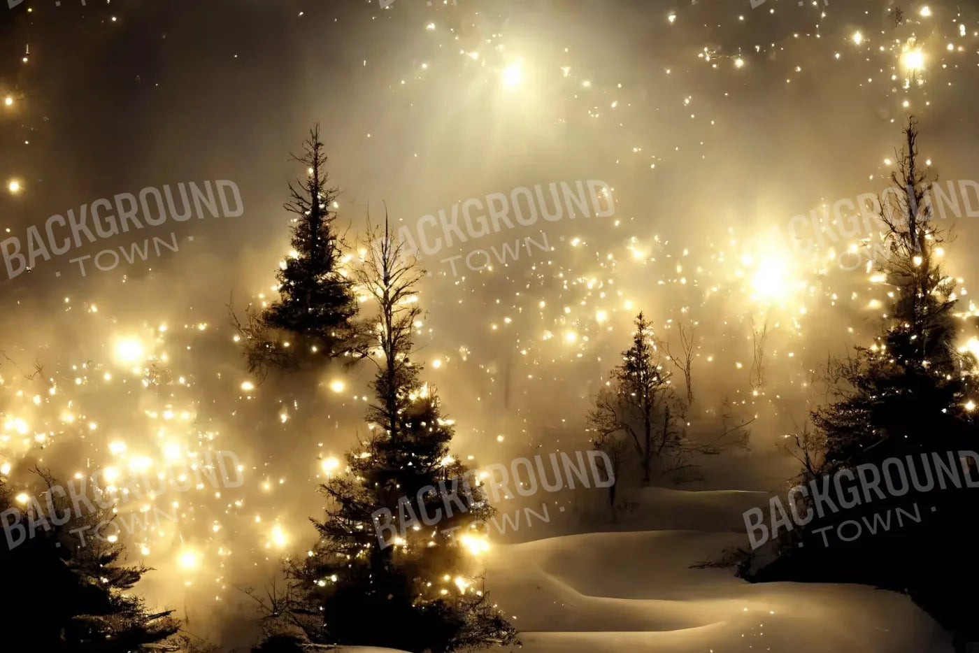 Twinkling Snowscape 12’X8’ Ultracloth (144 X 96 Inch) Backdrop