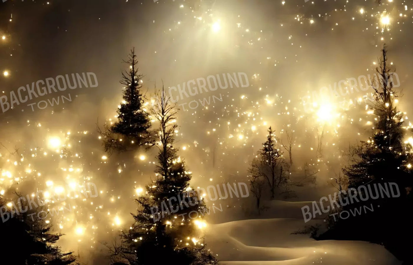 Twinkling Snowscape 14’X9’ Ultracloth (168 X 108 Inch) Backdrop