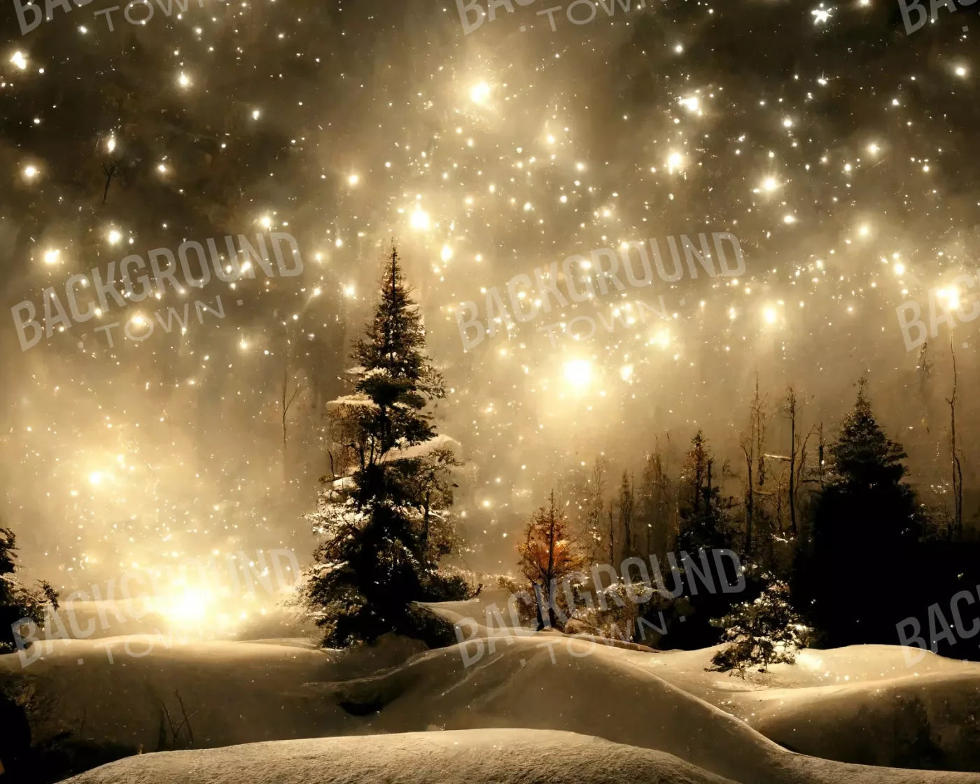 Twinkling Snowscape Ii 10’X8’ Fleece (120 X 96 Inch) Backdrop