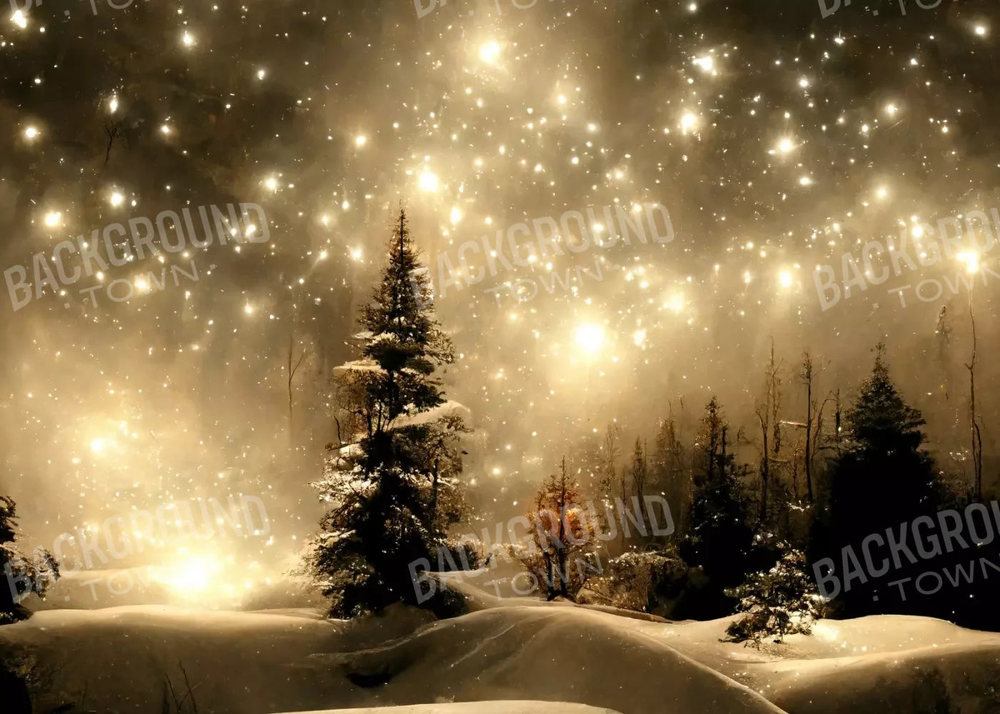 Twinkling Snowscape Ii 7’X5’ Ultracloth (84 X 60 Inch) Backdrop