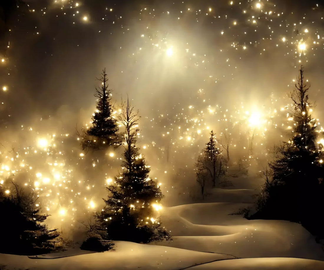 Twinkling Snowscape 5’X4’2 Fleece (60 X 50 Inch) Backdrop