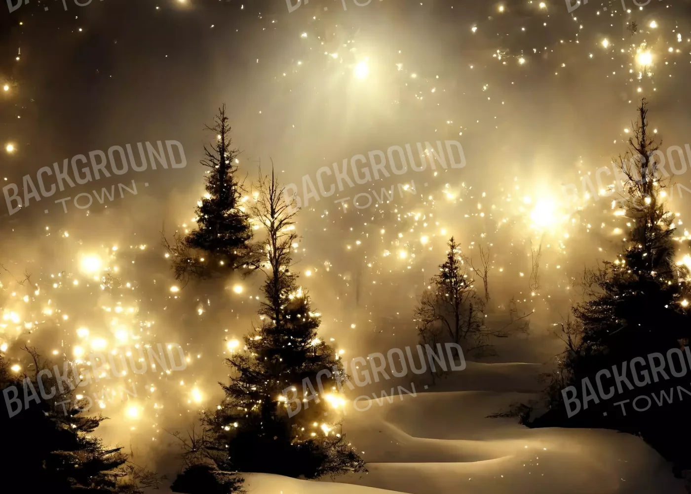 Twinkling Snowscape 7’X5’ Ultracloth (84 X 60 Inch) Backdrop