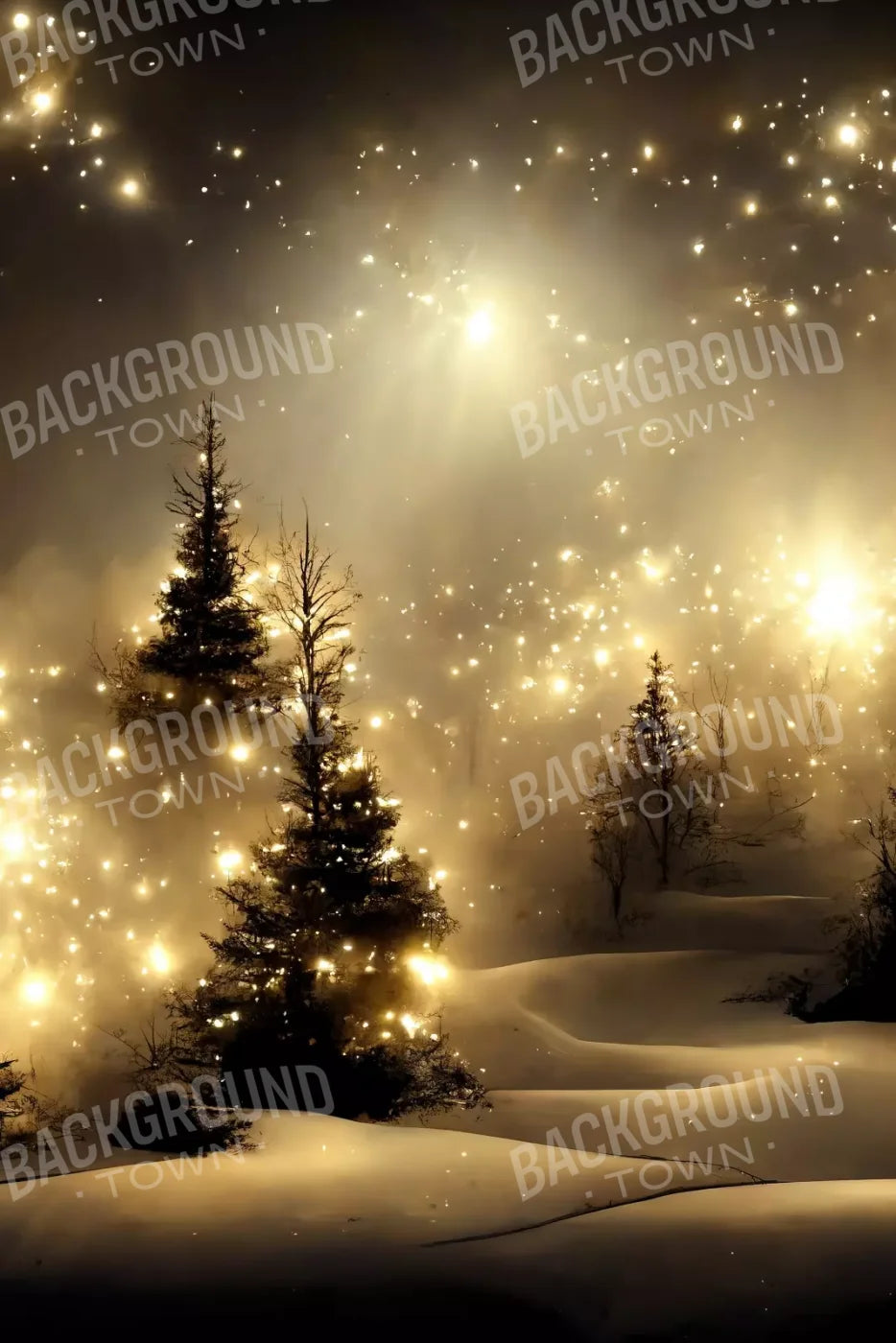 Twinkling Snowscape 8’X12’ Ultracloth (96 X 144 Inch) Backdrop