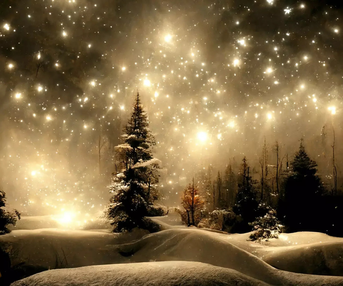 Twinkling Snowscape Ii 5’X4’2 Fleece (60 X 50 Inch) Backdrop