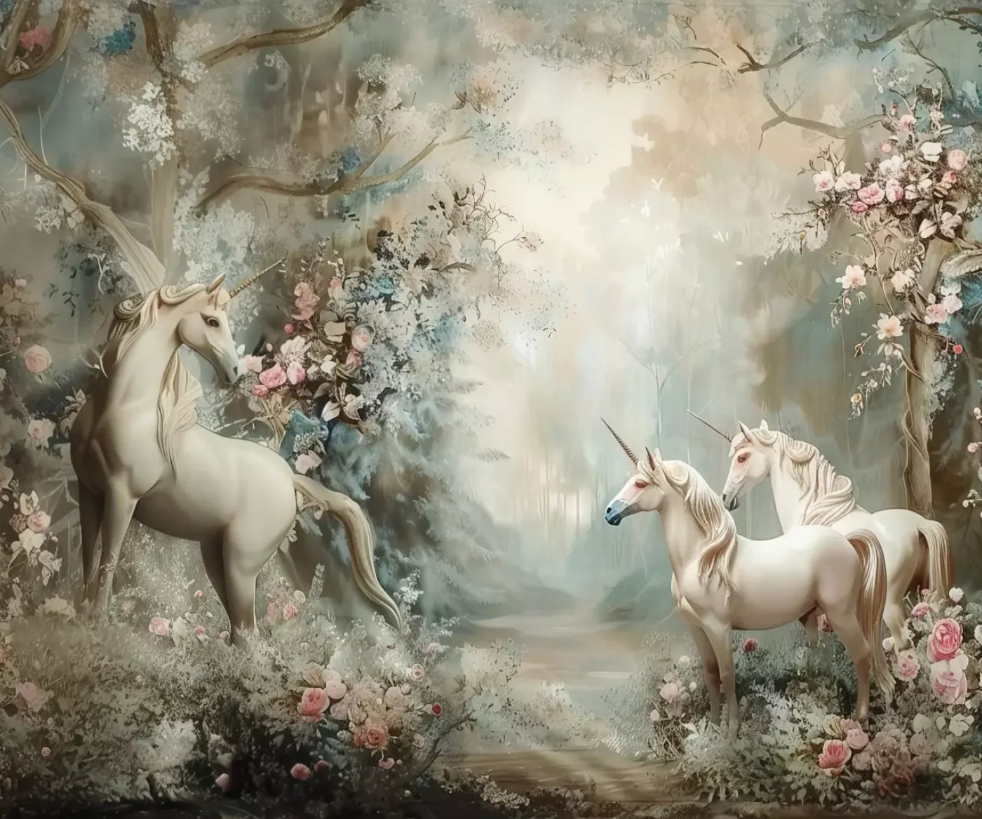 Unicorn Family 5’X4’2 Fleece (60 X 50 Inch) Backdrop
