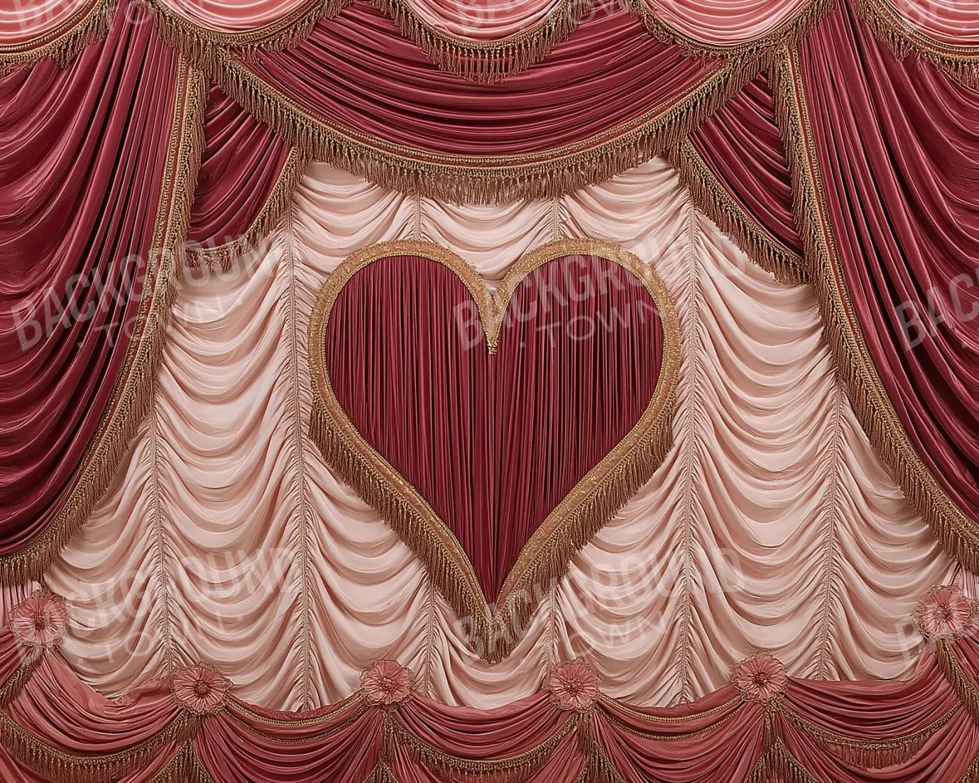 Valentines Day Heart Theater 10’x8’ Fleece (120 x 96 inch) Backdrop