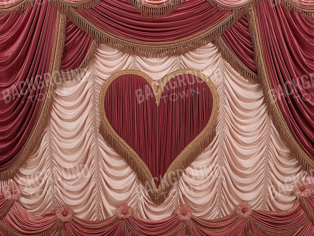 Valentines Day Heart Theater 6’8x5’ Fleece (80 x 60 inch) Backdrop