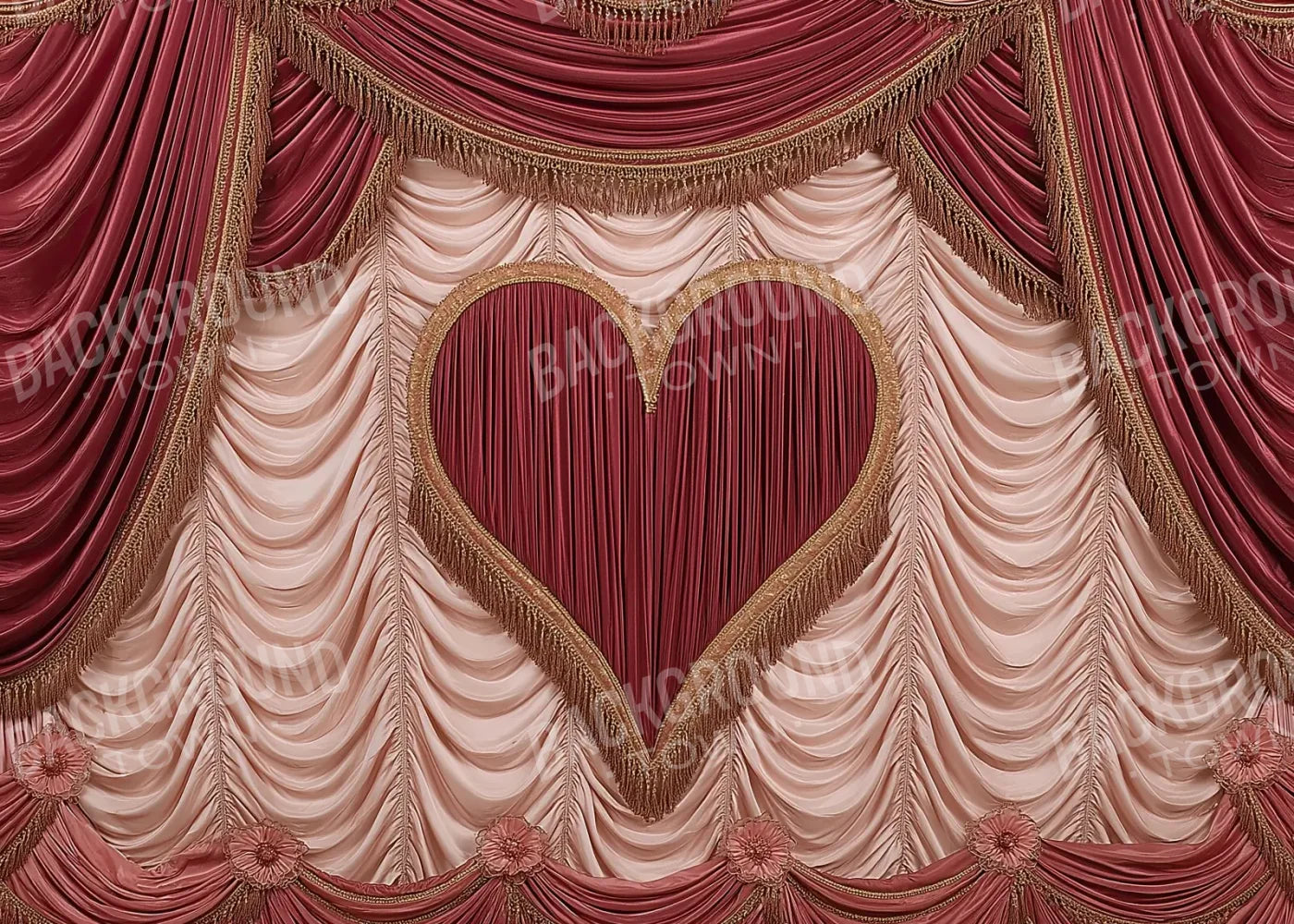 Valentines Day Heart Theater 7’x5’ UltraCloth (84 x 60 inch) Backdrop