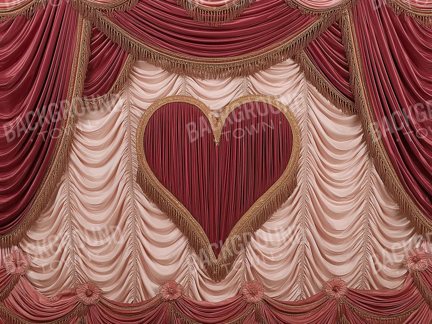 Valentines Day Heart Theater 8’x6’ Fleece (96 x 72 inch) Backdrop