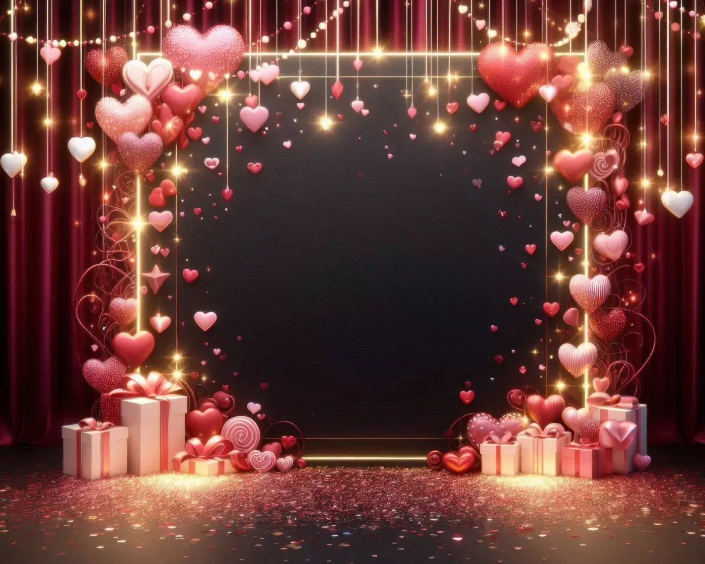 Valentines Hearts 10’X8’ Fleece (120 X 96 Inch) Backdrop