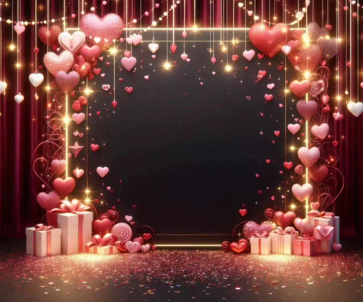 Valentines Hearts 12’X10’ Ultracloth (144 X 120 Inch) Backdrop