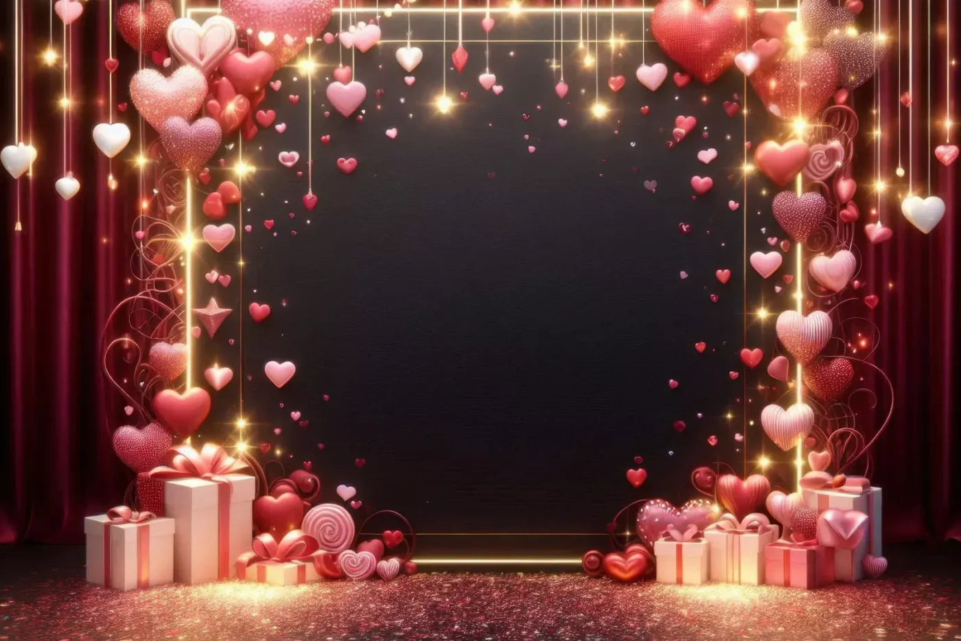 Valentines Hearts 12’X8’ Ultracloth (144 X 96 Inch) Backdrop
