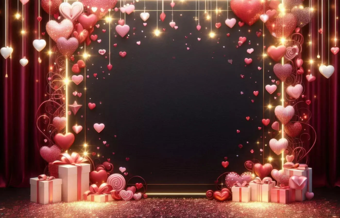 Valentines Hearts 14’X9’ Ultracloth (168 X 108 Inch) Backdrop