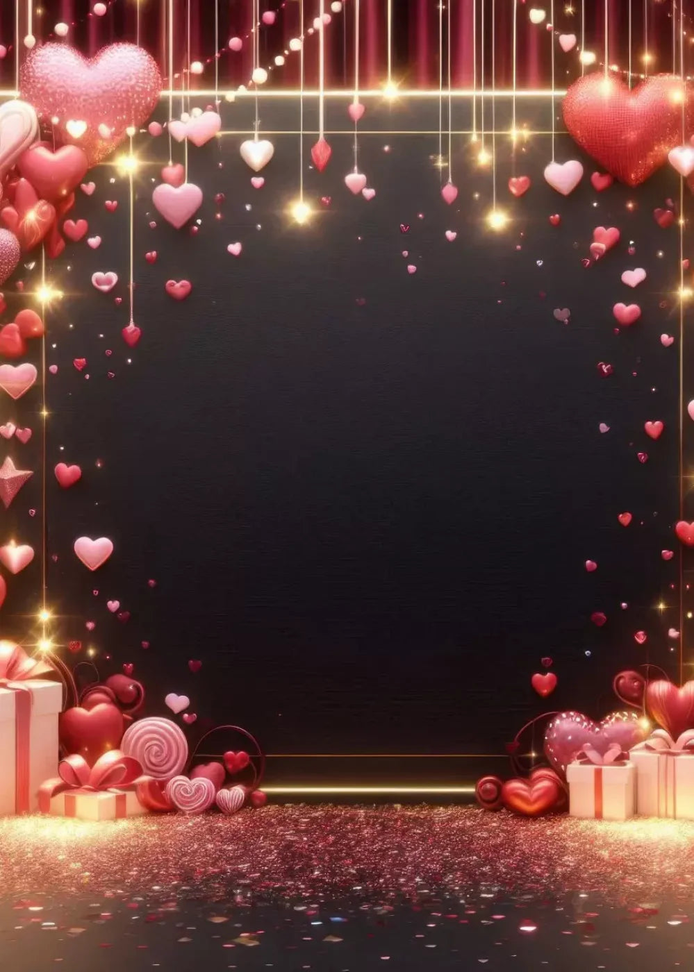 Valentines Hearts 5’X7’ Ultracloth (60 X 84 Inch) Backdrop